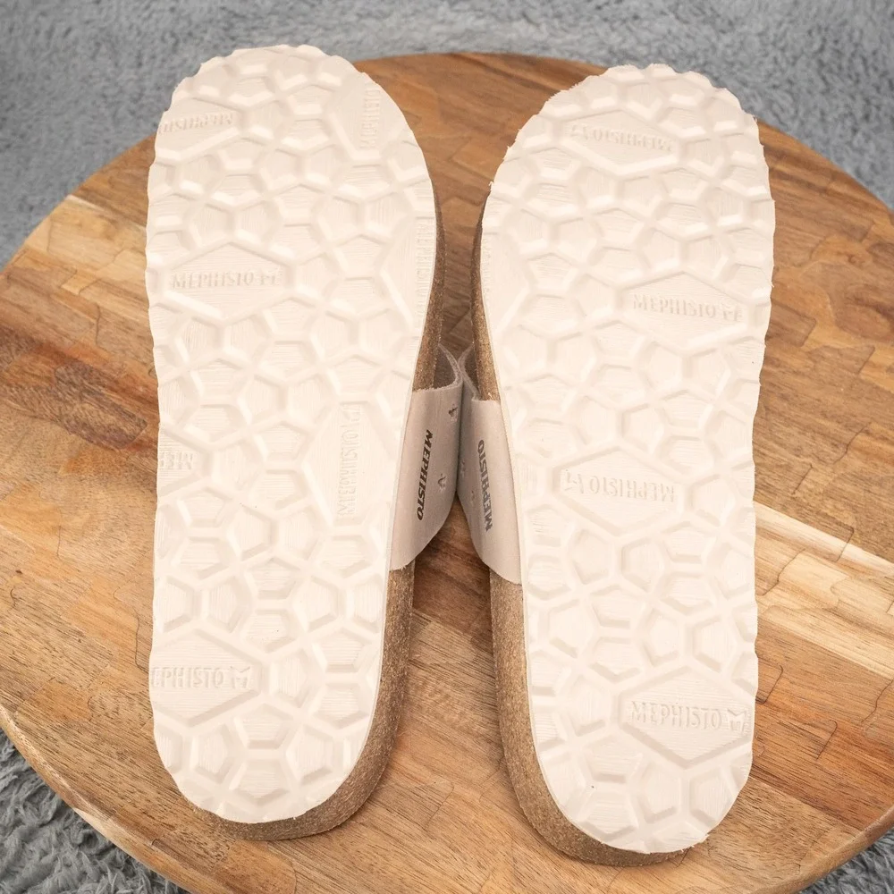 New Mephisto Nikie Star Perforated Leather Thong Sandals Taupe EU 42 US‎ 10.5-11